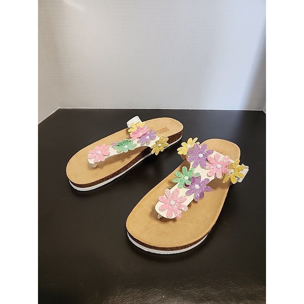Harper Canyon Kids Girls White LEONA Floral Flip Flop Sandals Size 4 NWOT